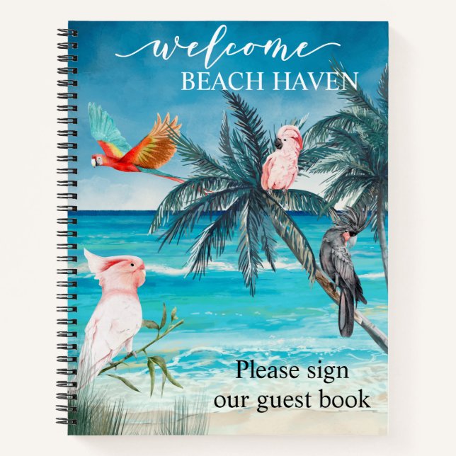 Parrots Macaw Cockatoo Beach Vacation home Notebook (Front)