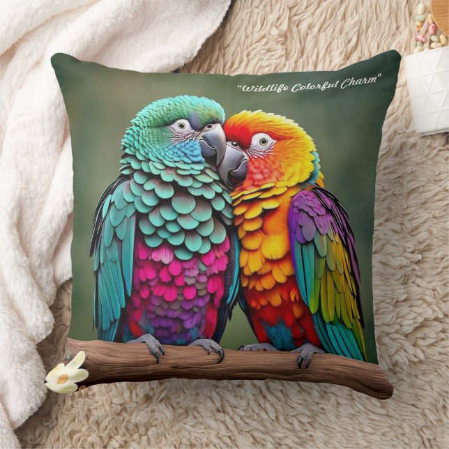 "Parrot's Natural Beauty" Throw Pillow (Blanket)