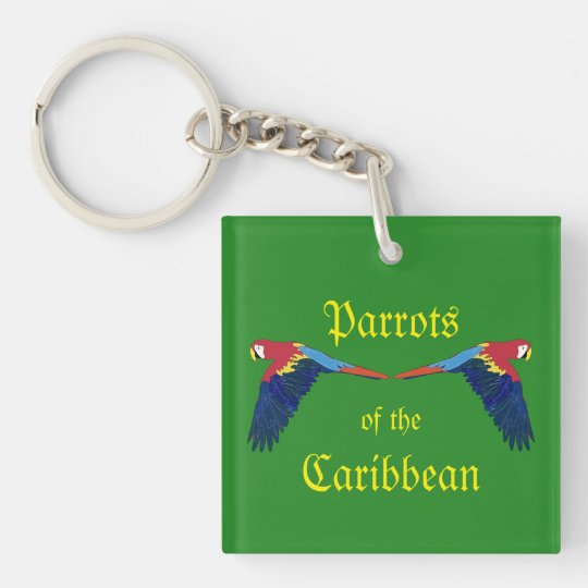 Parrots of the Caribbean Green Keychain