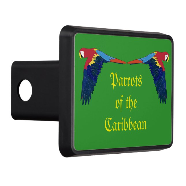 Parrots of the Caribbean Green Trailer Hitch Cover (Right)