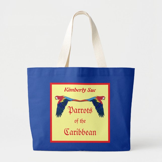 Parrots of the Caribbean Humourous Personalized Large Tote Bag (Front)
