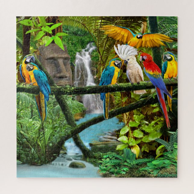 PARROTS OF THE HIDDEN JUNGLE JIGSAW PUZZLE (Vertical)