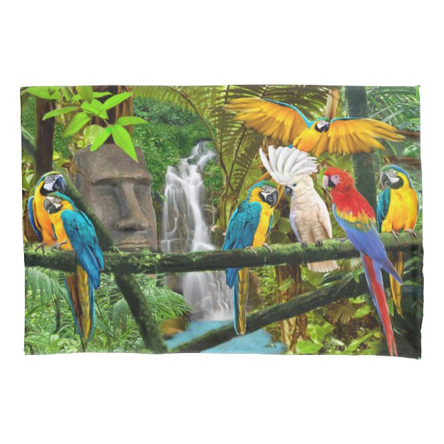 Parrots of the Hidden Jungle Pillowcase (Front-Left)