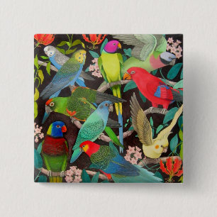Parrots of the World II 2 Inch Square Button