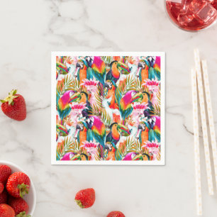 Parrots & Palm Leaves Napkin