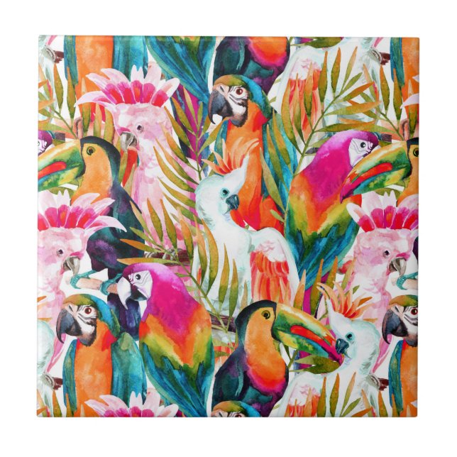 Parrots & Palm Leaves Tile (Front)