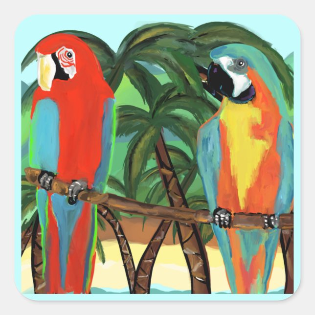 PARROTS SQUARE STICKER (Front)