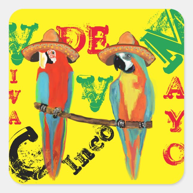 PARROTS SQUARE STICKER (Front)