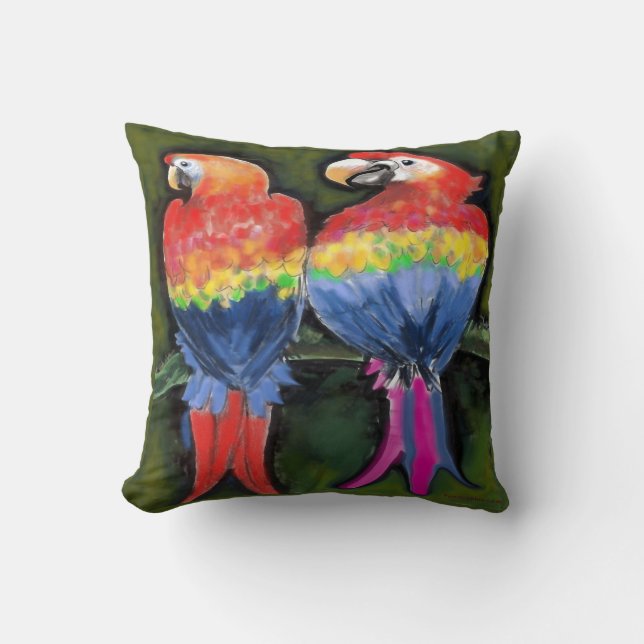 Parrots Throw Pillow (Front)