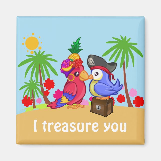 Parrots Treasure love Magnet (Front)
