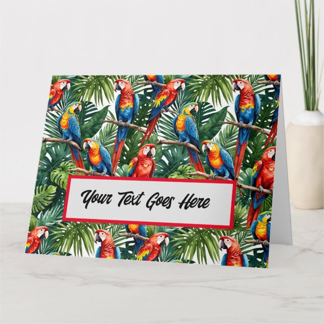 parrots tropical macaw bird greeting card edit (Front)