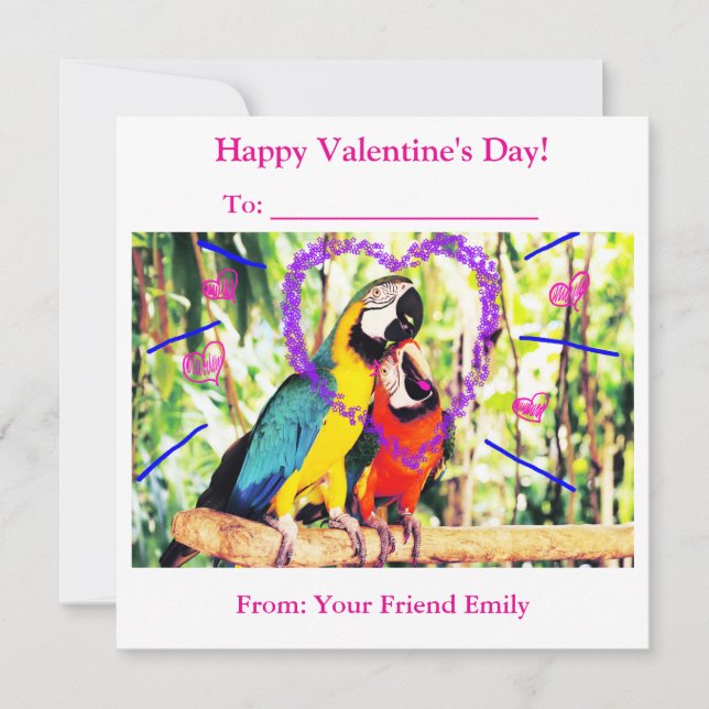  Parrots Valentine's Day Cards (Front)
