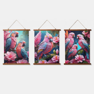 Parrots Wood Topped Wall Tapestry