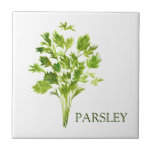 Parsley Herb Greenery Kitchen Culinary Green Tile<br><div class="desc">Parsley herb watercolor painting kitchen tile. Hand painted by myself. Lovely kitchen décor. Greenery, rustic décor.</div>