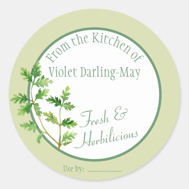 Parsley Herb - Homemade Baking Gift Food Label (Front)