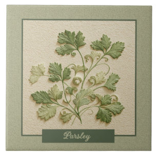 Parsley Herb Kitchen Green Faux Relief Tile