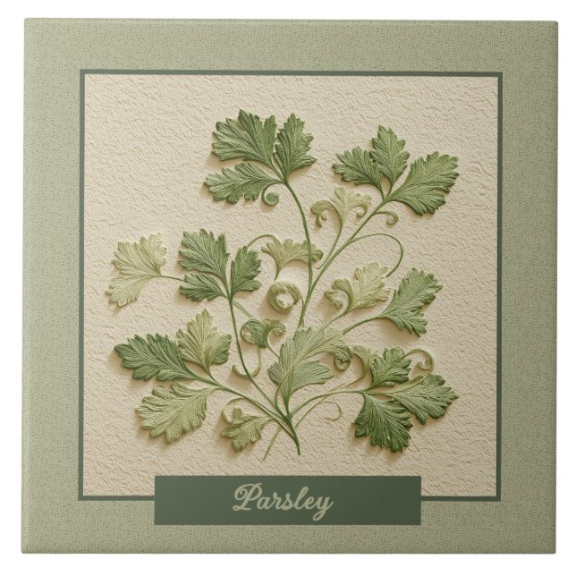 Parsley Herb Kitchen Green Faux Relief Tile (Front)