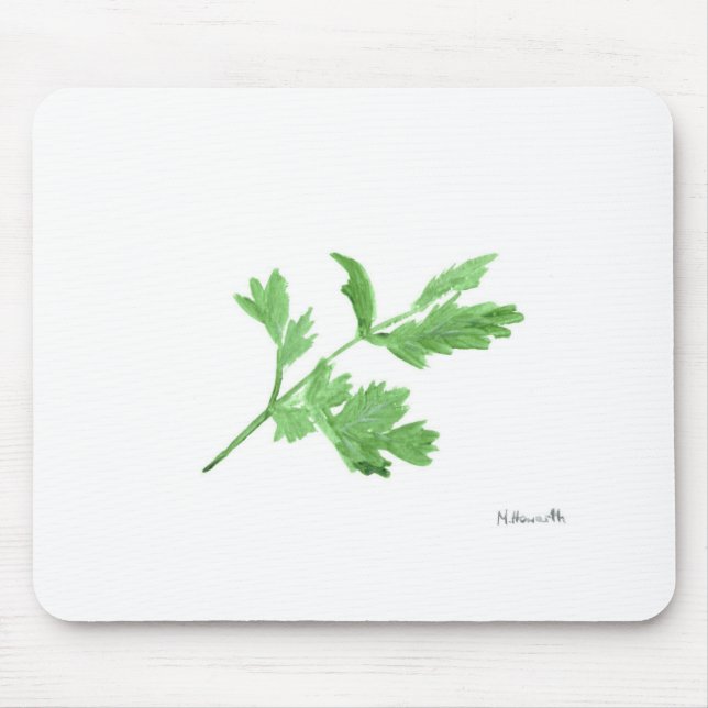 Parsley herb watercolour mouse pad (Front)