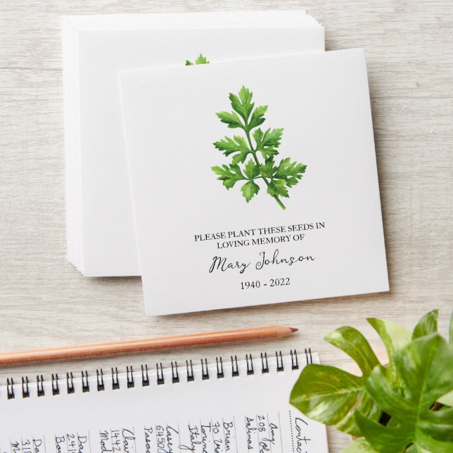 Parsley Memorial Funeral Seed Envelope (Stacked)