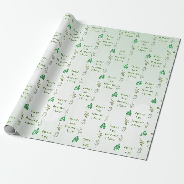 Parsley Sage Rosemary & Thyme Design Wrapping Paper (Unrolled)