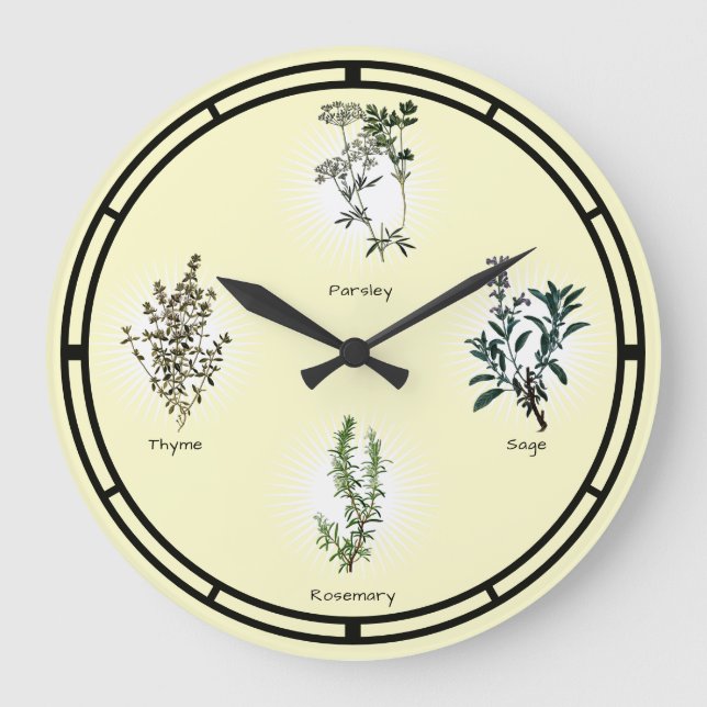 Parsley Sage Rosemary & Thyme Herbs Large Clock (Front)