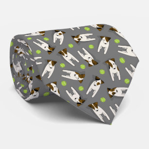 Parson Jack Russell dogs w tennis balls grey Tie