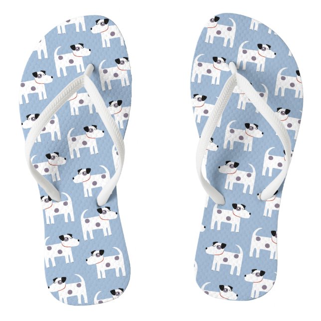 Parson Jack Russell Terrier Dog Blue Flip Flops (Footbed)