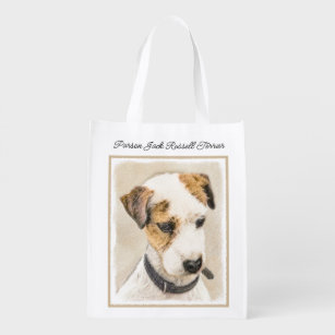 Parson Jack Russell Terrier Painting - Dog Art Gro Reusable Grocery Bag
