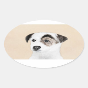 Parson Jack Russell Terrier Painting - Dog Art Oval Sticker