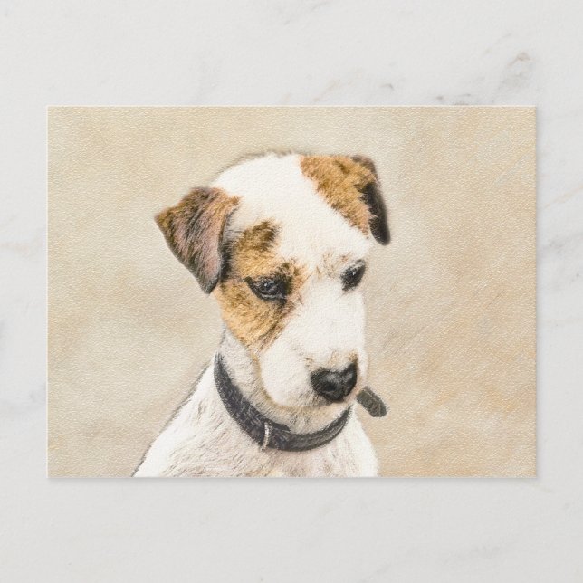 Parson Jack Russell Terrier Painting - Dog Art Postcard (Front)