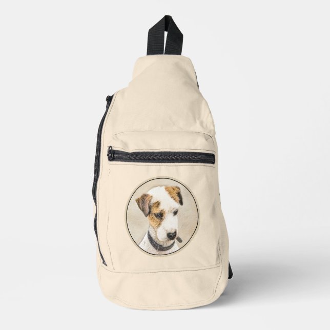 Parson Jack Russell Terrier Painting Pet Dog Art Sling Bag (Front)