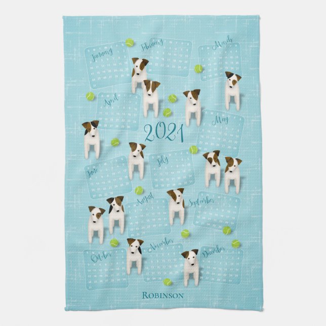 Parson Jack Russell Terriers 2021 calendar Kitchen Towel (Vertical)