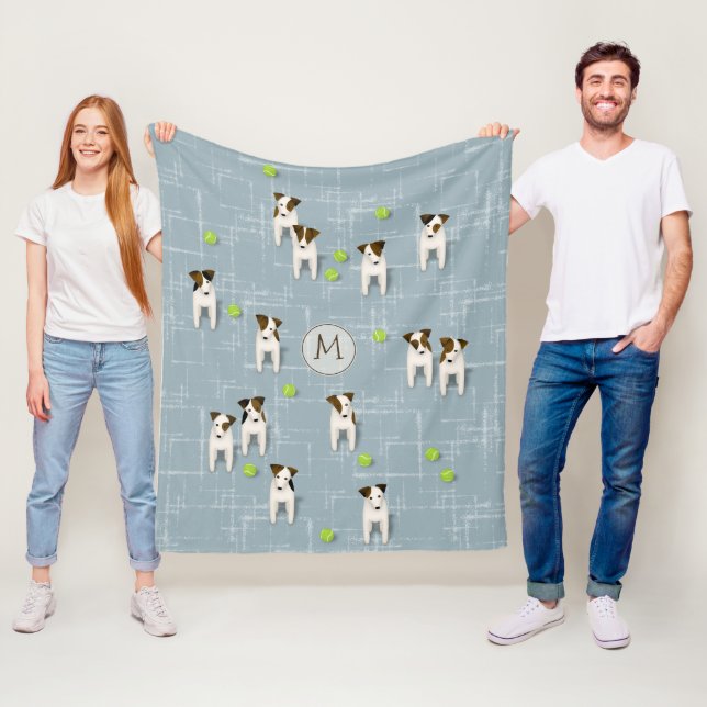Parson / Jack Russell Terriers dogs w tennis balls Fleece Blanket (In Situ)