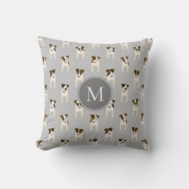 Parson Jack Russell Terriers pattern grey Throw Pillow (Front)