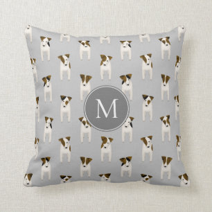 Parson Jack Russell Terriers pattern grey Throw Pillow