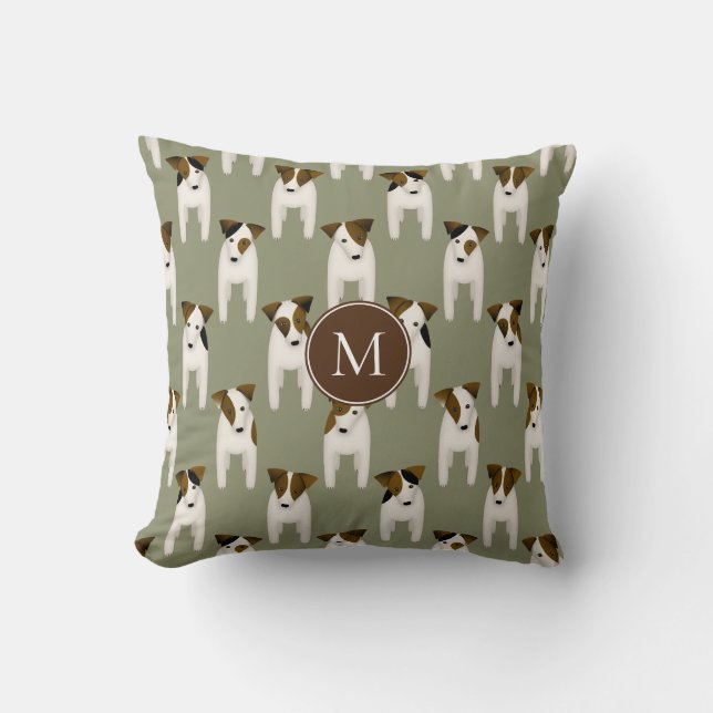 Parson Jack Russell Terriers sage or ANY colour Throw Pillow (Front)