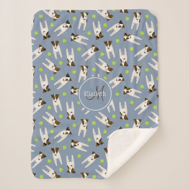 Parson Jack Russells w tennis balls pattern  Sherpa Blanket (Front)