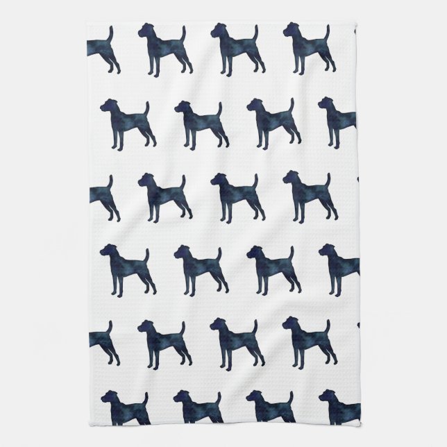 Parson Russel Terrier Black Watercolor Kitchen Towel (Vertical)