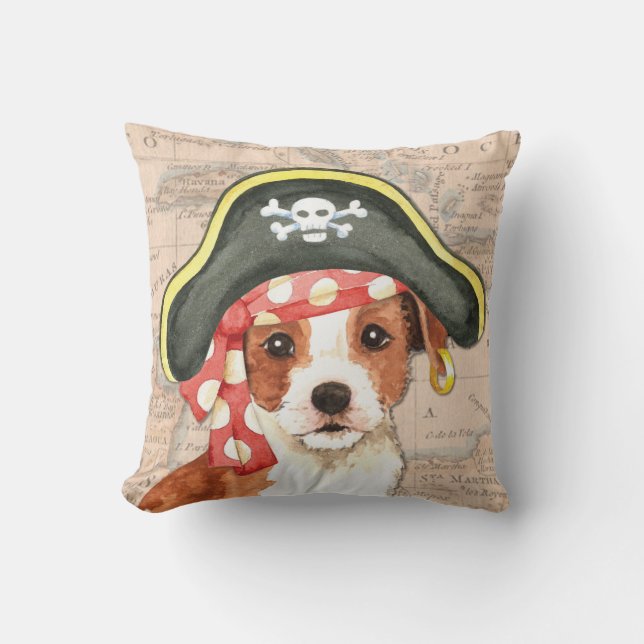 Parson Russell Pirate Throw Pillow (Front)