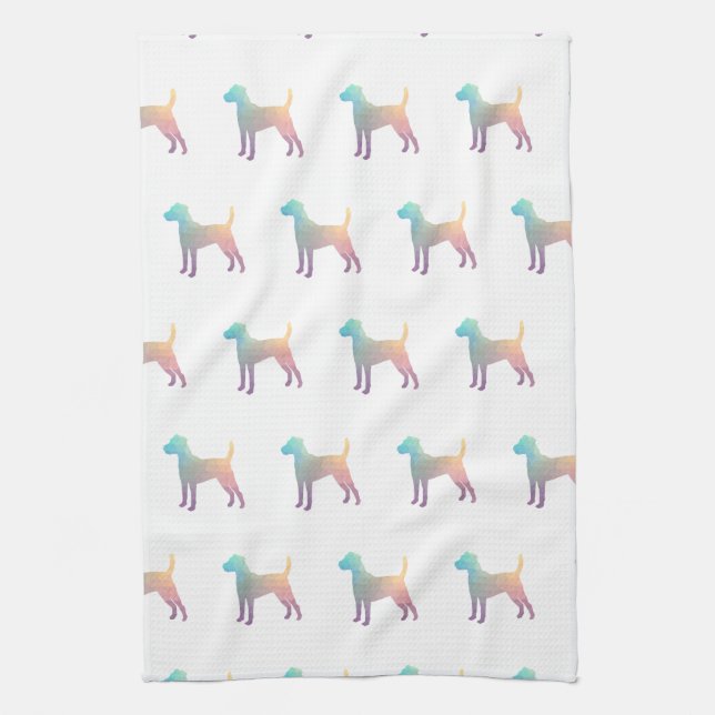 Parson Russell Terrier Dog Breed Geo Pastel Kitchen Towel (Vertical)