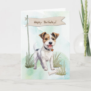 Parson Russell Terrier Dog Under Birthday Sign Card