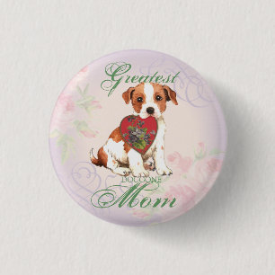 Parson Russell Terrier Heart Mom 1 Inch Round Button