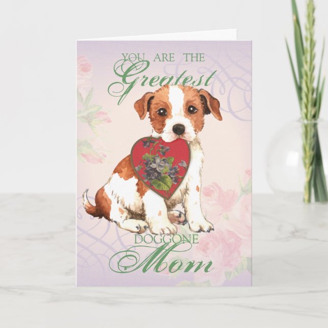 Parson Russell Terrier Heart Mom Card (Front)