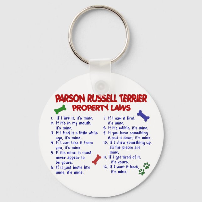 PARSON RUSSELL TERRIER Property Laws 2 Keychain (Front)