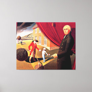 Parson Weem's Fable, fine art by Grant Wood Canvas Print