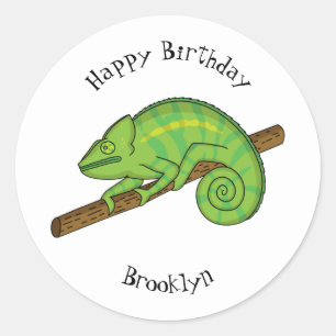 Parson's chameleon illustration classic round sticker