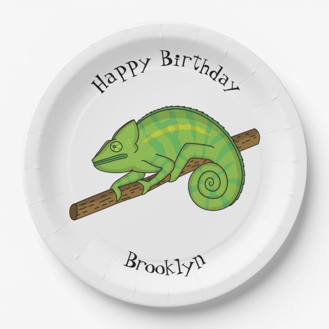 Parson's chameleon illustration paper plate (Front)
