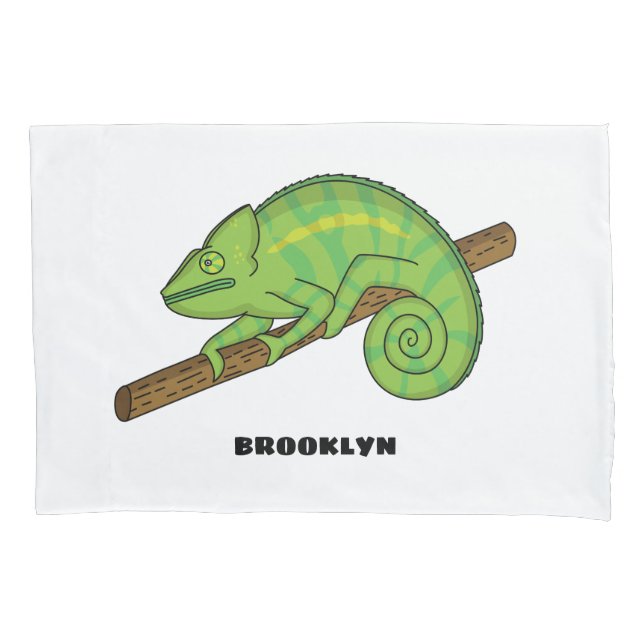 Parson's chameleon illustration pillowcase (Front)