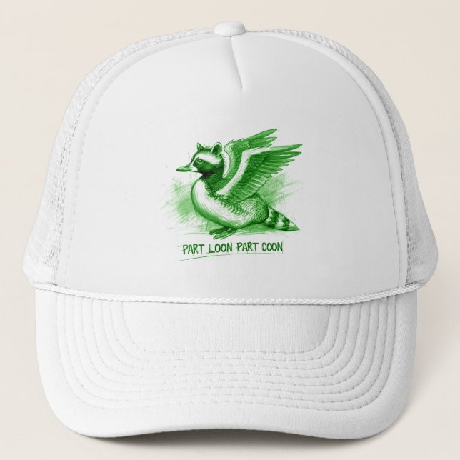 Part Loon Part Coon  Hybrid Creature Trucker Hat (Front)