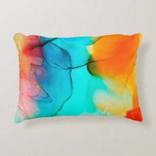 Part of alcohol ink painting, macro photo, abstrac accent pillow